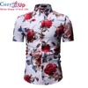 Summer Men Short Sleeve Shirt Print Youth Fashion Trend Fashion Beach Shirt