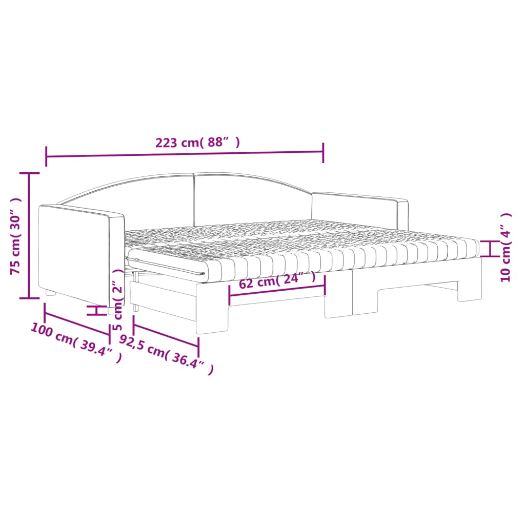 Pull Out Daybed with Mattress Light Grey 90x200 cm Fabric