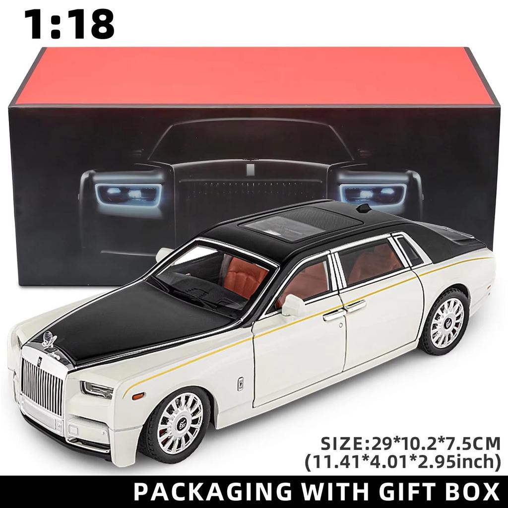 1:18 Модель автомобиля Rolls-Royce Phantom со звездным небом и люком на крыше из цинкового сплава, игрушечная литая машинка со звуком и светом, реалистичные коллекционные украшения