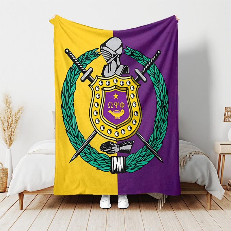 1pc Blanket Omega Psi Phi Print Design, Lightweight Blanket for Sofa, Bed- Soft &Warm, Gift for All Seasons like Christmas, Halloween