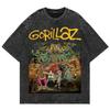 Винтажная стираная футболка Gorillaz The Mountain Модная мужская женская Эстетичная Ретро Оверсайз Свободная кислотная стирка Футболки Одежда