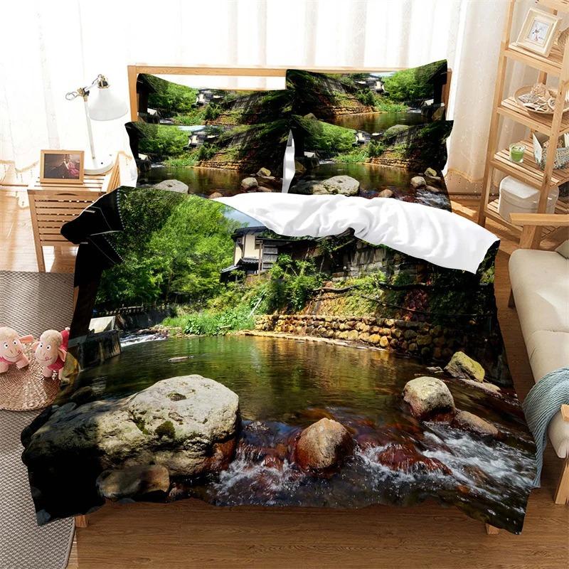 Natural Scenery Duvet Cover Set Forest Bedding Set Quilt Cover Queen Bed Luxury Comforter Bed Cover Set