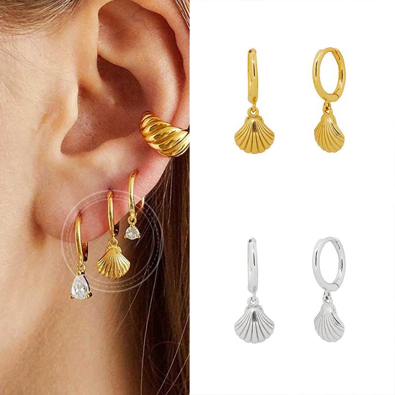 Изящные подвески из ракушки и циркония, пряжка для ушей из стерлингового серебра 925 пробы, модные женские серьги-кольца, высококачественные подарки на день рождения