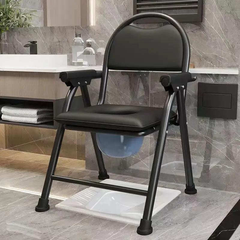 Складное сиденье для унитаза, регулируемый мягкий взрослый комод, портативный, прочный, для пожилых, беременных, съемные нескользящие ножки