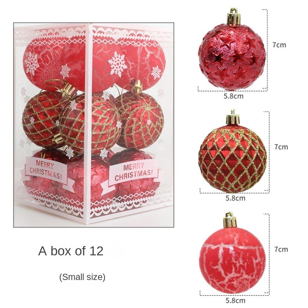 12Pcs/Box Plastic Christmas Gifts Boxes Pendant DIY Crafts Painted Christmas Decorations