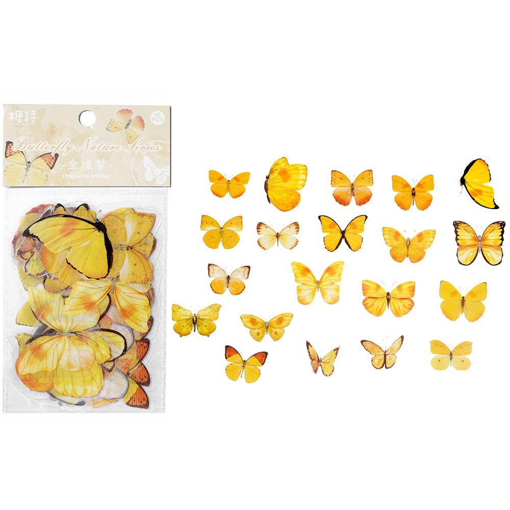 40pcs Colorful Butterfly Wings Stickers Epoxy Resin Fillings Plant Sticker for DIY Silicone Mold Filler Nail Art Crafts Decor