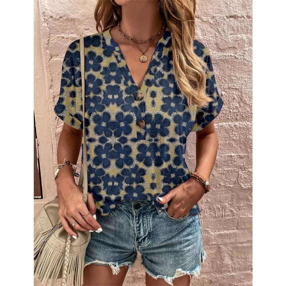 Женская футболка, летняя футболка с V-образным вырезом для женщин, повседневная модная футболка с коротким рукавом, повседневная футболка с 3D-принтом, женская одежда