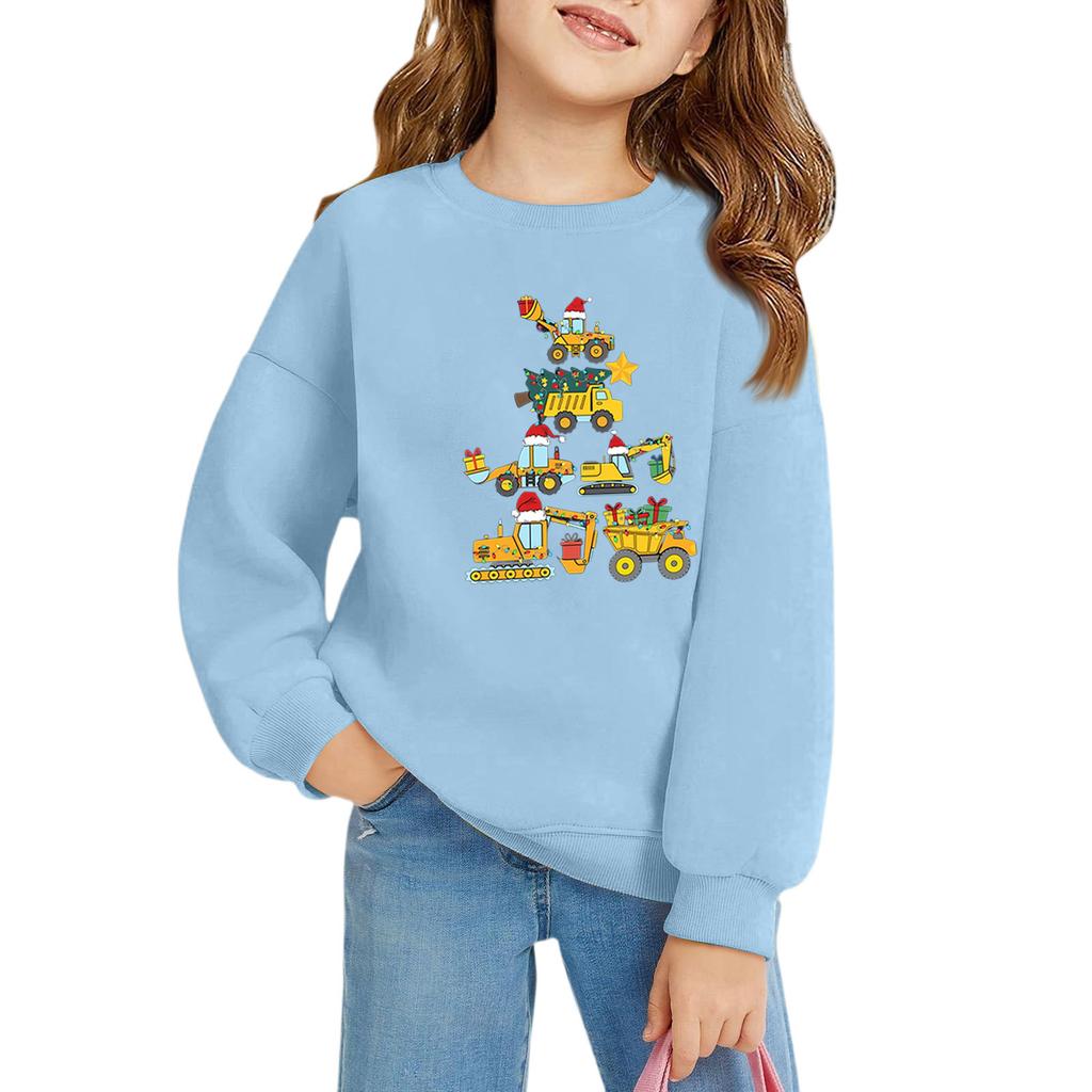 Рождественские пуловеры с круглым вырезом для девочек, детские топы с принтом