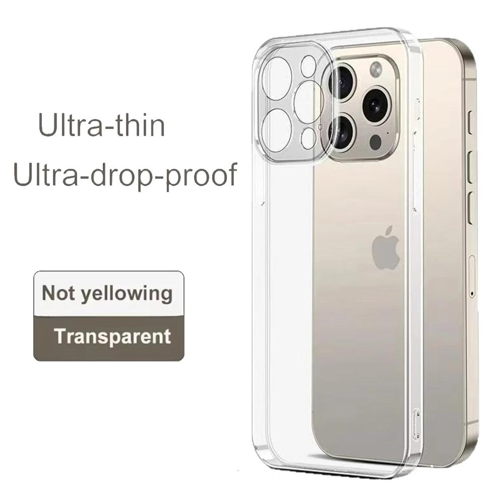 Для iPhone 16 Pro Max 15 14 13 12 11 Pro Max Прозрачный Ударопрочный Чехол Прозрачный iphone 13 12 Mini X XR XS 7 8 16 Plus Черная Крышка