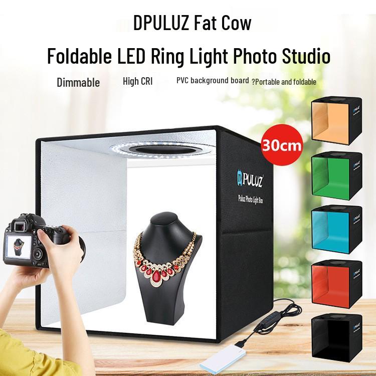PULUZ Высокояркостная кольцевая лампа Fat Cow 30 см Портативный комплект фотостудии