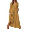 Women's Button Down Cotton Linen Vintage Casual Long Sleeve Dress