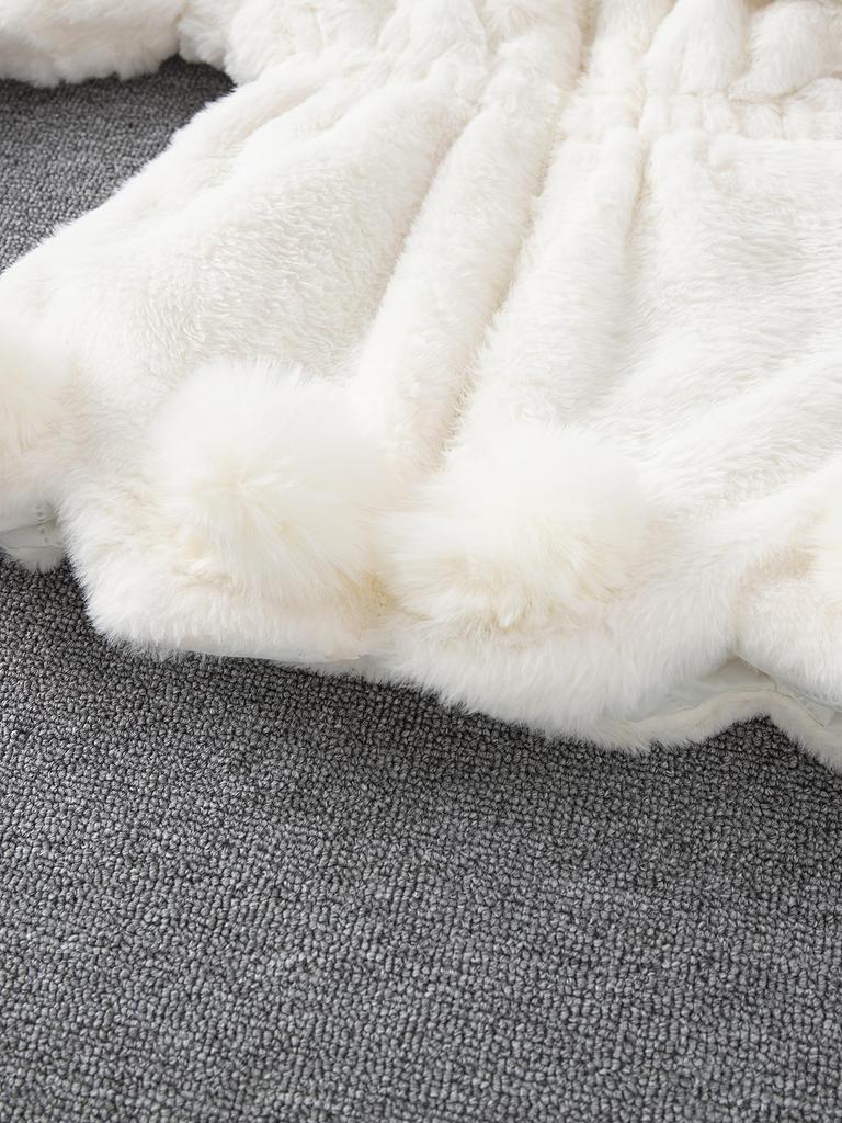 Девочковая осенне-зимняя куртка-свитер с помпоном из искусственного меха