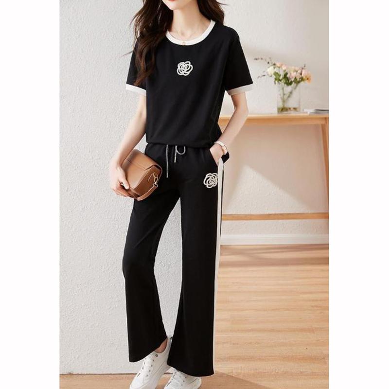 Summer Women's Sets Round Neck Short Sleeve T Shirt Pants Women Tracksuits Outfits