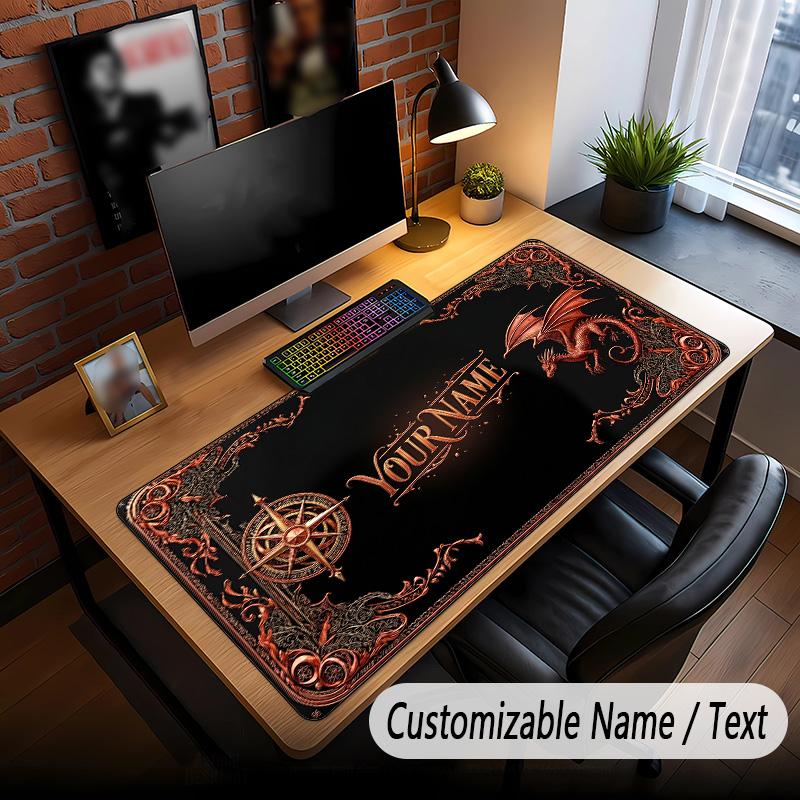 Dragon Theme Custom Mouse Pad Personalized With Name Text Customized Desk Mat For Office Home Decor