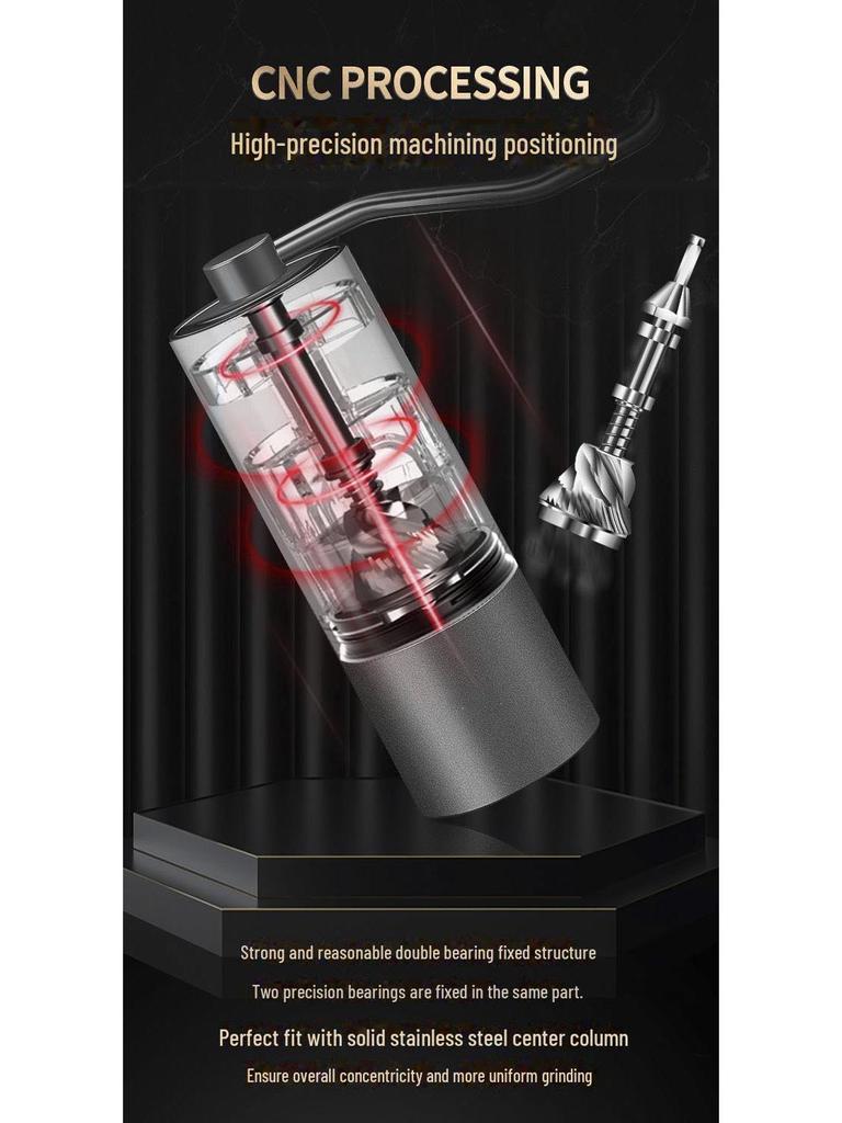 CNC Hand-Crank Coffee Grinder with Aluminum Shell and 420 Stainless Steel Conical Blade