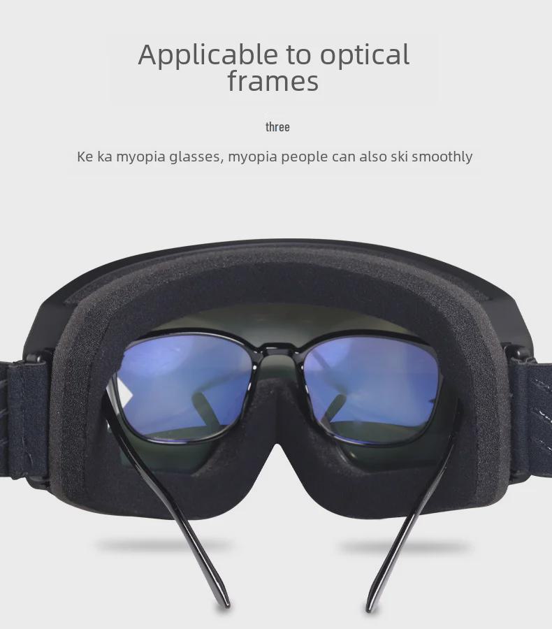 Dual-Layer Anti-Fog Cylindrical Ski & Mountaineering Goggles for Myopia