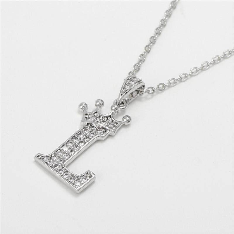 Unisex Fashion Crown A-Z Alphabet Pendant Vintage Chain Necklaces Hip-Hop Style Crystal Zircon Punk MIT