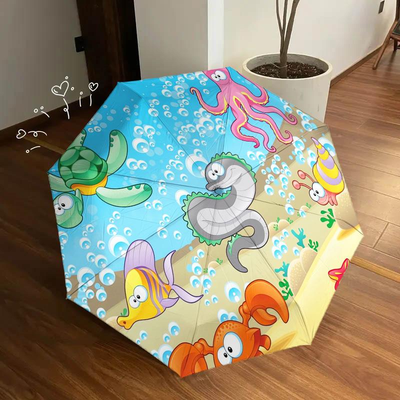 1pc Sea creatures Themed High-quality Umbrella,Automatic Opening and Closing Umbrella,Multi-functional Umbrella G0811198