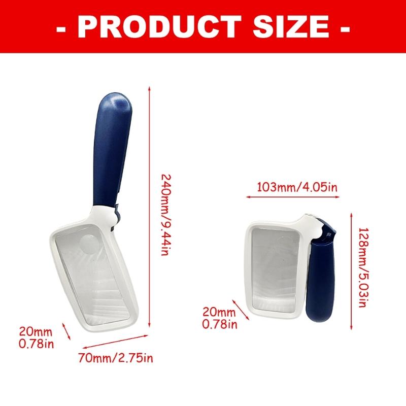 Rectangular Magnifying Glass with Light Large Handheld Foldable Magnifier with 5 LED Light Dimming Light Modes