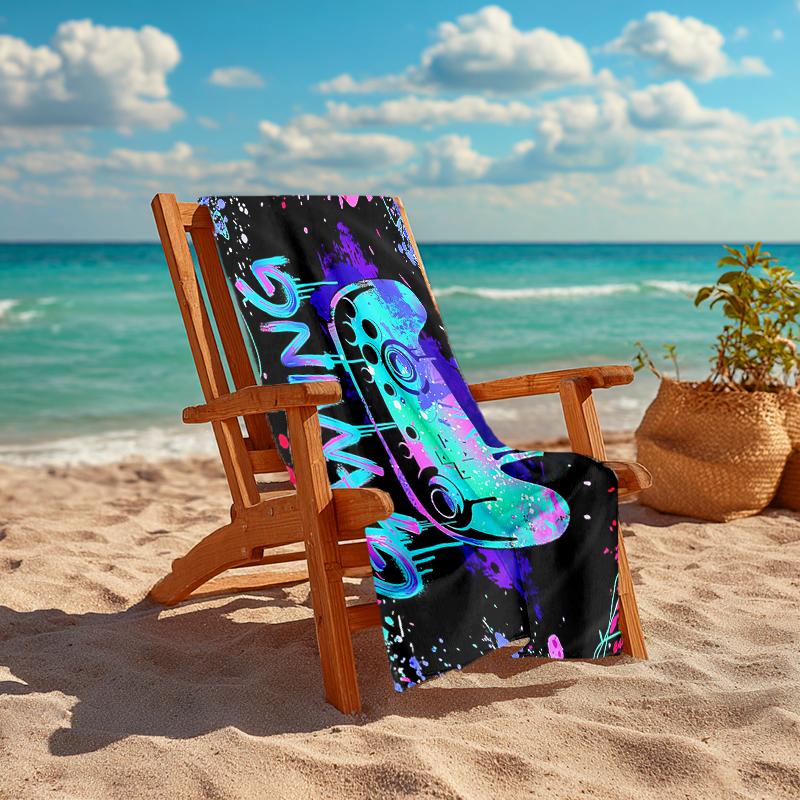 Ultra-Soft Beach Towel with Game Controller Theme,Ideal for Pool - Camping, Diving - Perfect Travel Essential, Vibrant Beach Towel.