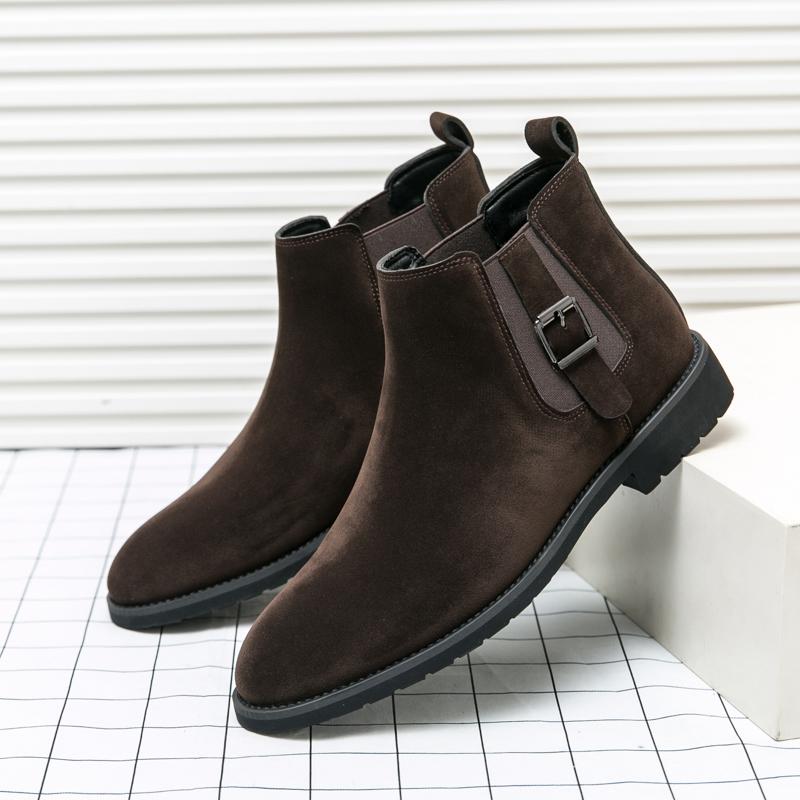 Fashion Casual British Style Short Boots Side Zipper Mens High-Top Shoes Classic Retro Genuine Leather Male Chelsea Ankle Boots