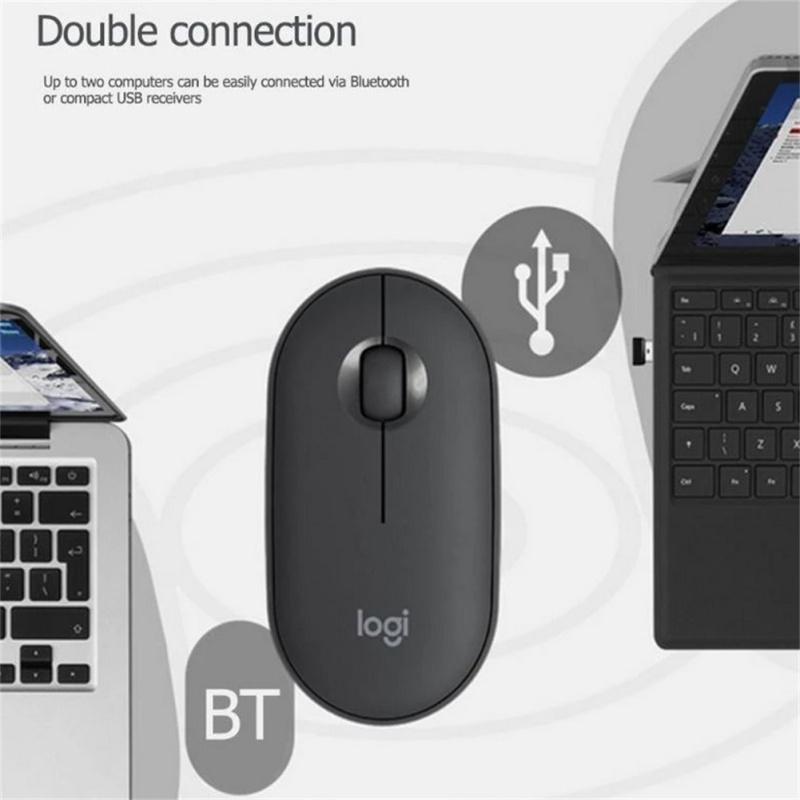Беспроводная мышь Logitech Pebble M350, Bluetooth-совместимая, 5,2 + 2,4G, двухрежимный бесшумный USB-приемник