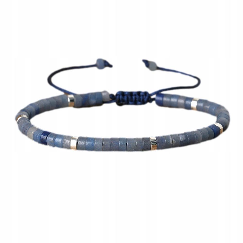 Bracelet Beads Natural Stone Blue Aventurine 2 x 4 mm Adjustable