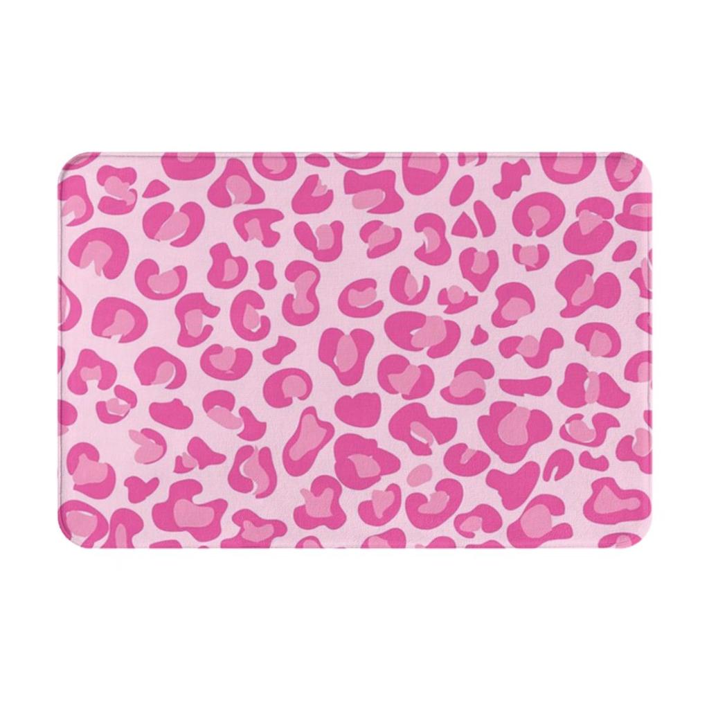 Pink Leopard Print Non-slip Doormat Floor Mat Antiwear Carpet Rug for Kitchen Entrance Home Bathroom Living room Footpad Mat