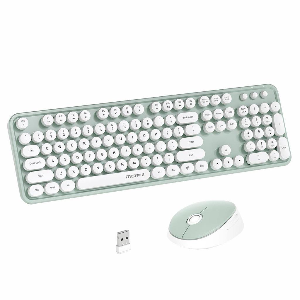 Mofii Милый комплект из беспроводной клавиатуры и мыши 2.4G со 104 круглыми клавишами, разработанный для офиса