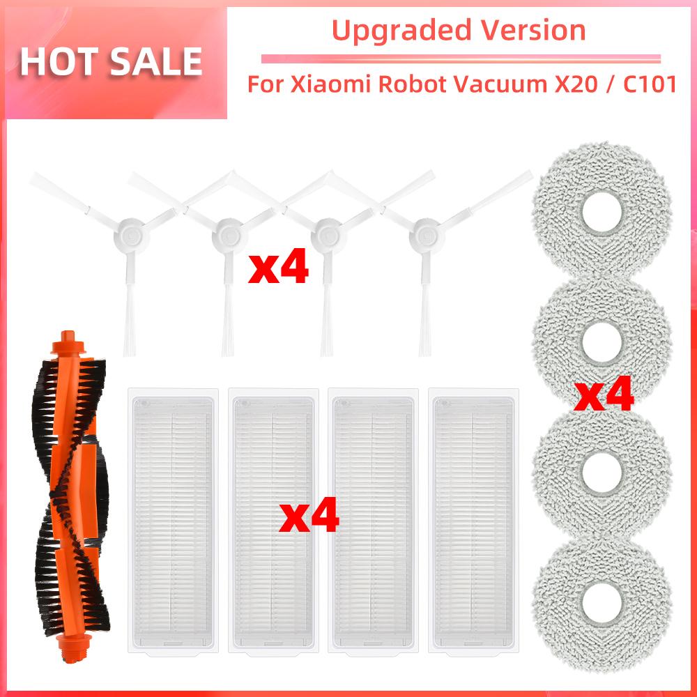 Compatible for Xiaomi Robot Vacuum X20 / C101 Main Side Brush HEPA Filter Mop Pads Replacement Spare Parts Accessories