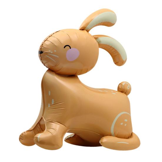 Rabbit Balloon Party Themed Scene Layout Lovely Cartoon Animal Inflatable Toy Ornament 4D Standing Easter Bunny Aluminum Foil Balloon Party Decoration