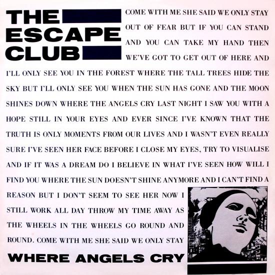 12-дюймовая пластинка ESCAPE CLUB - Where Angels Cry 12R6132,12R6132 Parlophone 1986 UK Rock Б/у