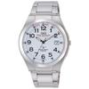Q&Q Watch Analog Radio Solar Waterproof Date Metal Band HG12-204 Men's White