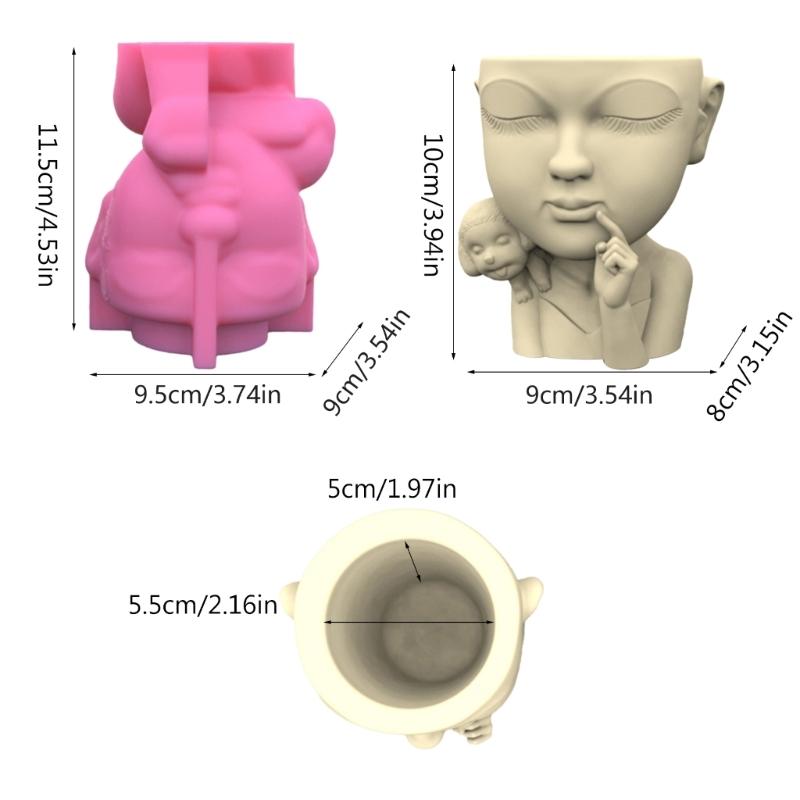 Портрет Гипсовая Силиконовая Форма DIY Суккуленты Бетонный Цветочный Горшок Ваза Гипсовая Цементная Форма Глиняная Форма Форма для Подсвечника