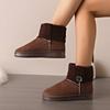Зимние ботинки с круглым носком, однотонные, для снега, 2024, горячая распродажа, женская обувь слипоны, женские ботинки, модные, на плюшевой подкладке, повседневные ботинки, женские, zapatos
