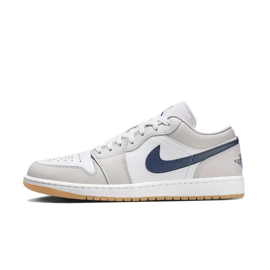 Jordan Air Jordan 1 Амортизация Нескользящая Низкие Винтажные Баскетбольные Кроссовки Унисекс Белый Серый 553558-146(Команда676- )