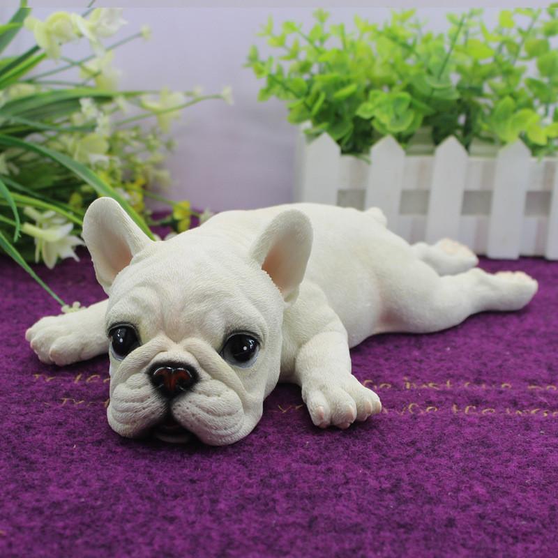 Французский бульдог Имитация Модель Настольная фигурка Микро украшение Ландшафт