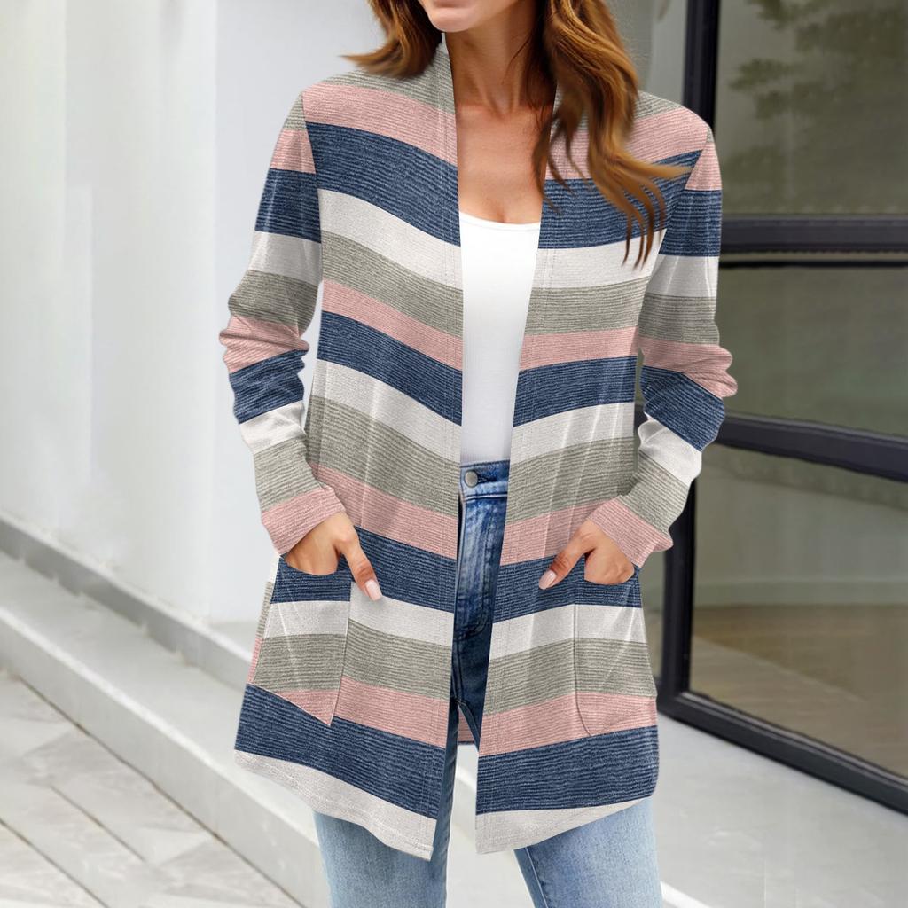 Женские легкие кардиганы с открытой передней частью, с длинными рукавами, повседневные, свободные, тонкие кардиганы с карманами