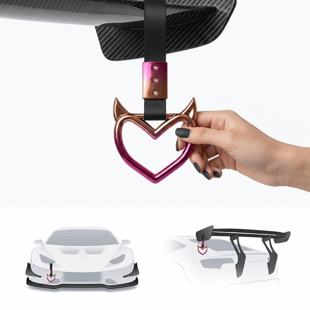Heart Shape Decoration Belt Colorful Car Styling Accessory Charm Tsurikawa Ring Car Decoration