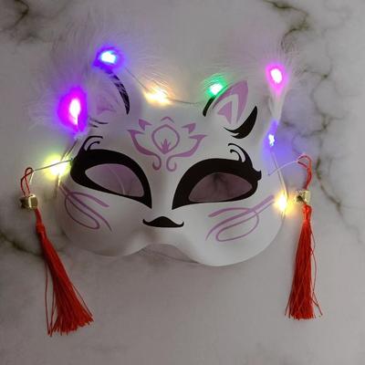 Веселая светящаяся светодиодная маска Аниме Рейв Костюм Маски кошки Реквизит для косплея Половина лица Маска для лица Вечеринка