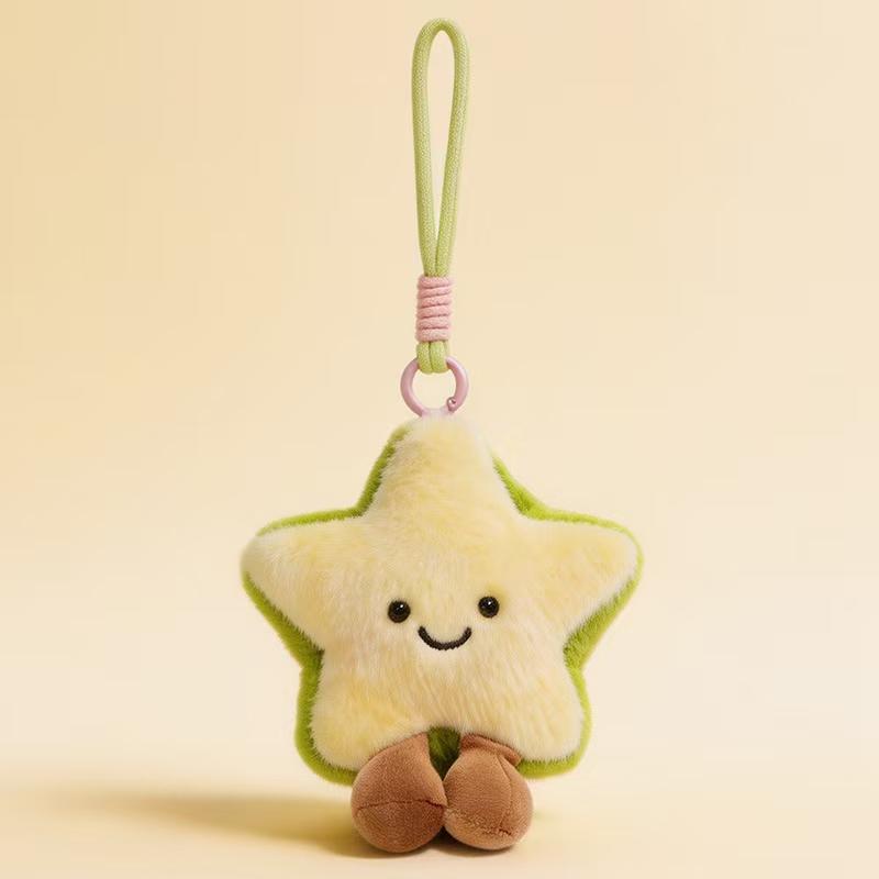 Cute Fruit Plush Keychains Soft Carrot Watermelon Persimmon Avocado Bag Charms,Kawaii Squishy Key Ring for Backpacks Gifts