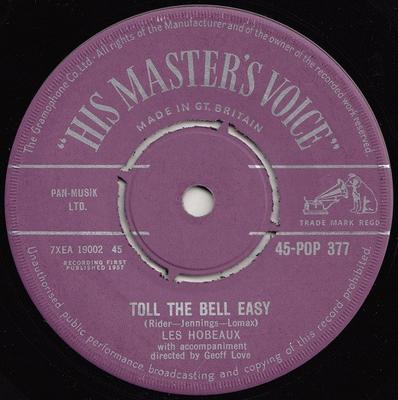 7-дюймовая пластинка LES HOBEAUX - Toll The Bell Easy 45POP377 His Master's Vo 1957 UK Поп Б/У