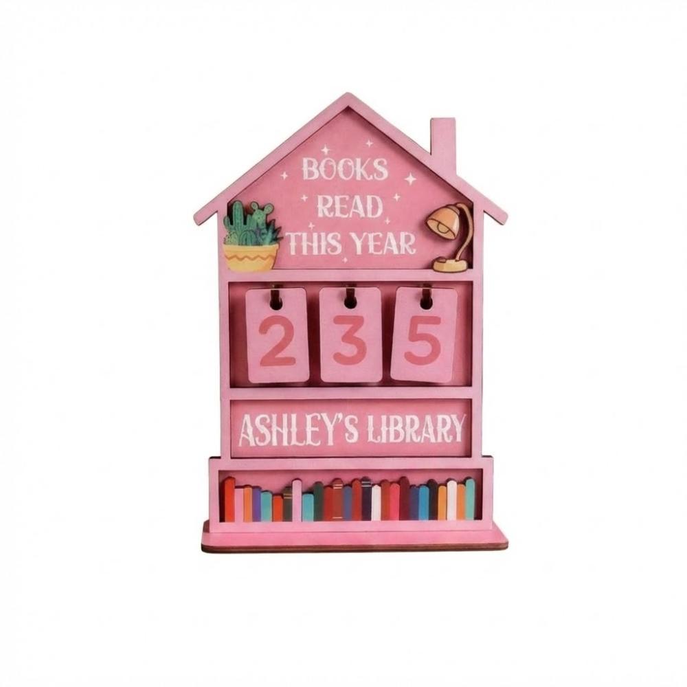Wooden Reading Challenge Tracker Read This Year Handmade Reading Tracker Hanging Signage House Design Eco-Friendly
