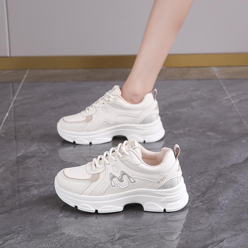 CRLAYDK Designer Sneakers for Women Platform PU Leather Fashion Ladies Shoes Sports Lace Up Workout Casual Walking Tennis