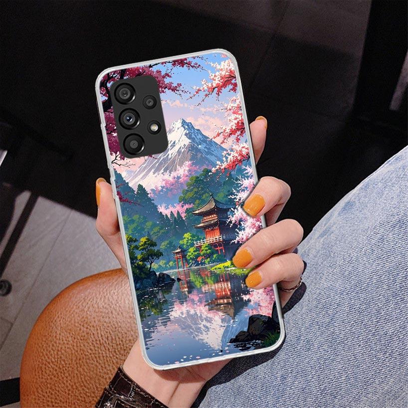 Японская вишня Гора Фудзи Чехол для телефона для Samsung Galaxy A52 A32 A22 A12 A51 A31 A50S A30S A20S A10S Note 20 Ultra 10 Plus S10 A