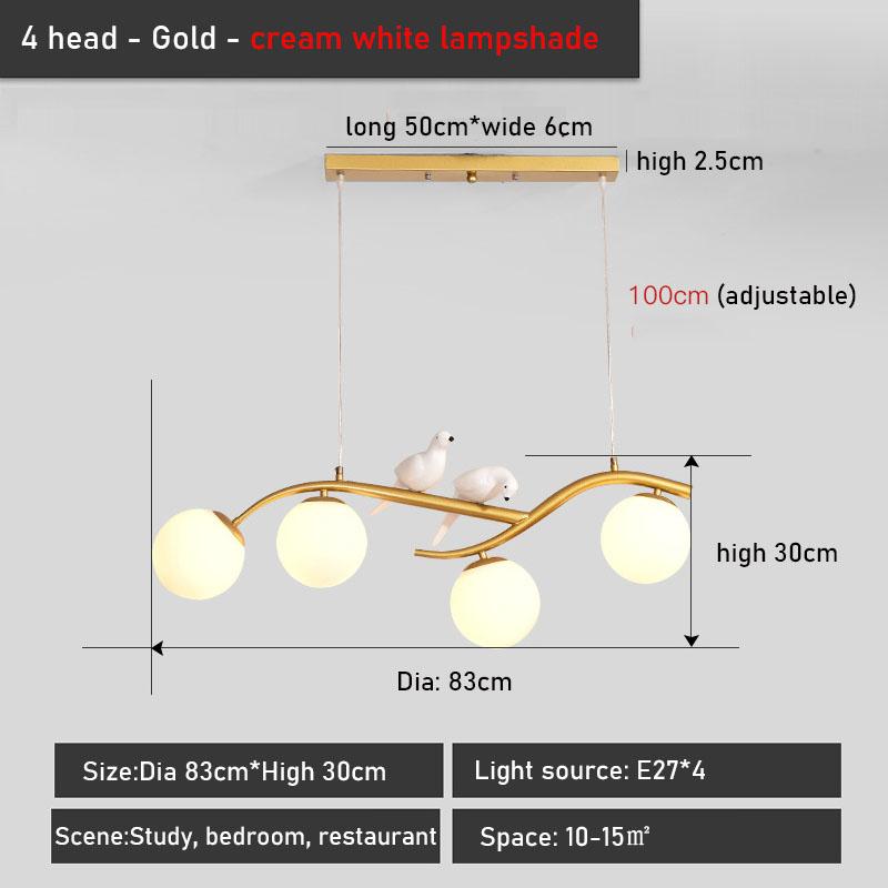 Nordic 12W Bird Chandelier E27 Трехцветный затемняющий обеденный стол Подвесной светильник Светодиодные светильники для украшения ресторана Внутреннее освещение