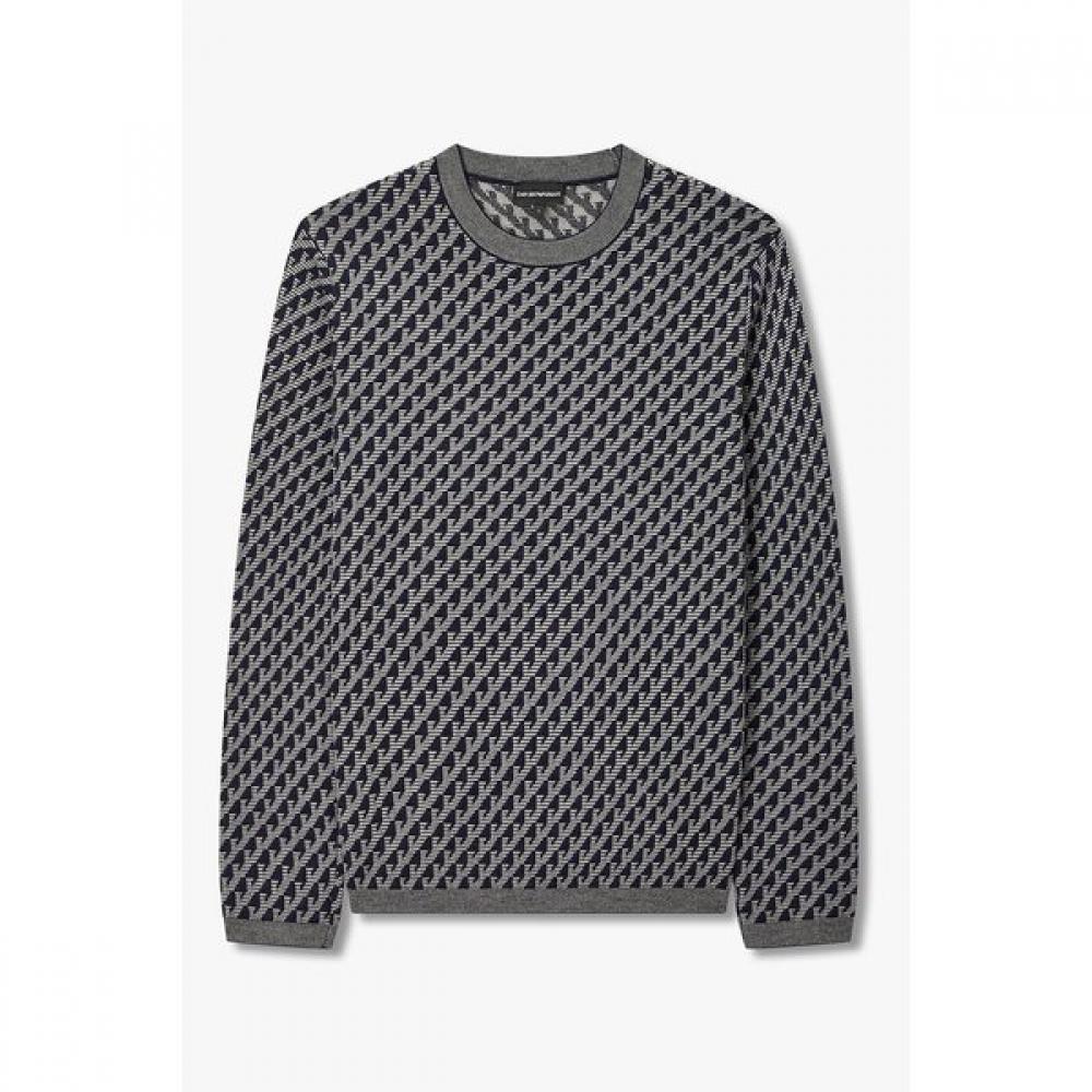 Emporio Armani Men S Allover Pattern Wool Pullover A516328041