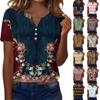 Летние топы для женщин Блузки на пуговицах для женщин Нарядные повседневные футболки с V-образным вырезом