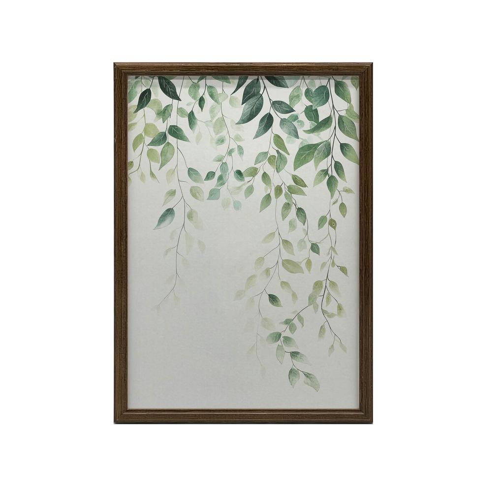 Minimalistyczny Plakat Z Zielonymi Liśćmi Minimalistyczny Plakat Z Zielonymi Liśćmi, 30X40 Cm, Rama Drewniana Jasny Dąb, Papier Matowy 230 Gsm