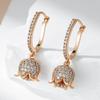 Full Inlay Zircon Flower Pendant English Earrings for Women Luxury Wedding Jewelry Accessories